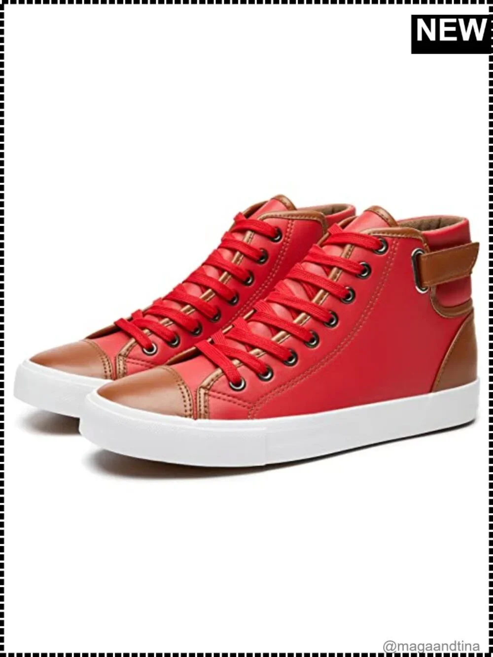 Men's High Top PU Leather Waterproof Sneakers Lace-Up Casual Fashion Shoes